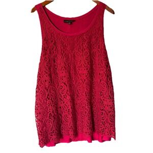 Women's Lane Bryant Burgundy Floral Lace Over Lay Tank Top Vamp Size 18/20